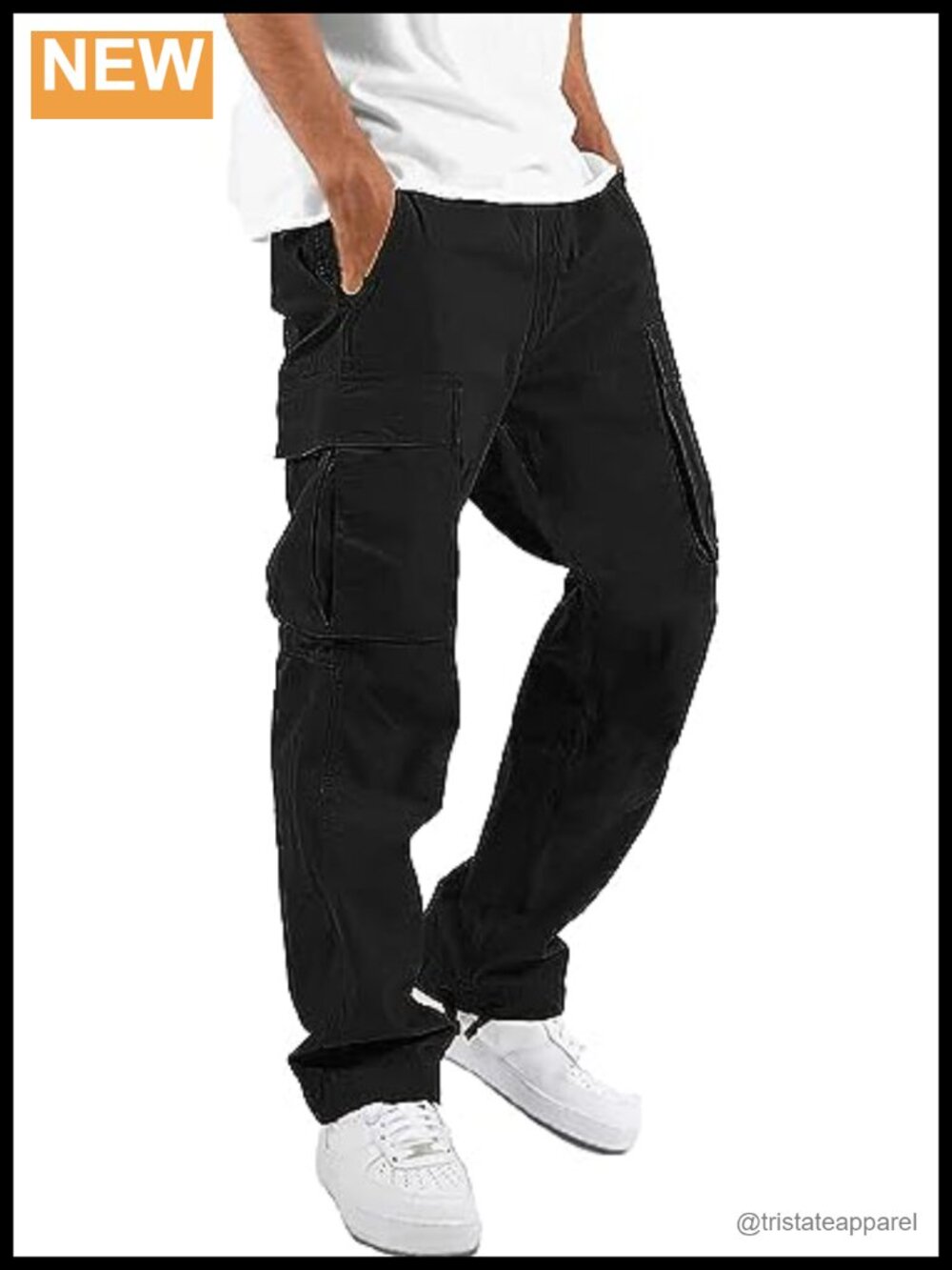 Men's Straight Leg Cargo Joggers Pants Drawstring Hiking